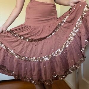 100% cotton le petite Paris sequin festival style maxi skirt